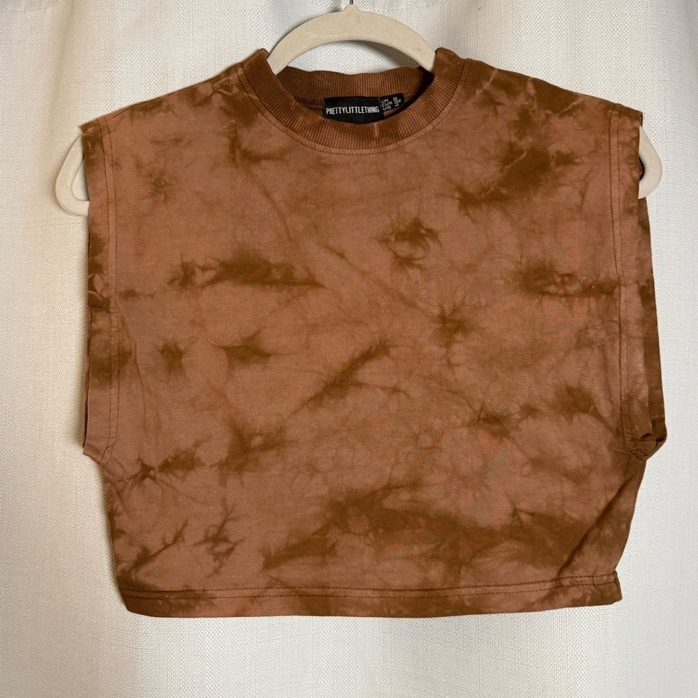 PrettyLittleThing Brown Tie Dye Cropped Muscle Tank Top US 4 - Picture 7 of 7